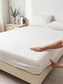 1pc 3D Embossed Bed Cover (Pillowcase Not Included), Bedding, Skin-Friendly Mattress Protector, Mattress Cover, Comfortable/Soft/Breathable, Multiple Sizes Available, Suitable For Full/Twin/Queen/King/California King Beds, Machine Washable, Back To School Season - White - View 1