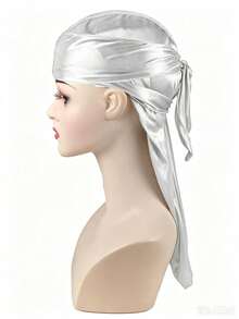 Silky Satin Durag For Men Women, Long Tail Tie Down Do Rag, 360 Waves Hair Wrap, Soft Head Scarf For Sleeping Hip Hop - A - View 12