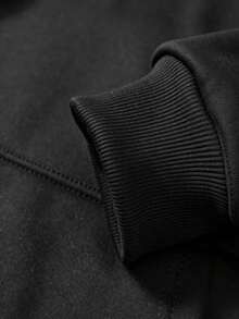Large Size Hooded Sweatshirt, Faux Fur Collar, Fleece Lined Pullover, Suitable For Autumn/Winter, Casual Daily And Commute Wear - Black - View 8