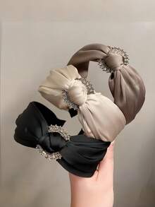 1pc Premium Wide Headband, Fashionable Elegant High-Quality Satin Rhinestone Headband, Elegant Accessory - Multicolor - View 11
