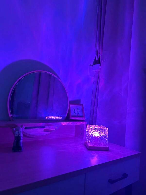 1pc LED Projector Light Strip With Water Ripple Effect, Touch/Remote Control, USB Powered, 16 Color Changing, USB Wave Night Light Projector, Holiday Party, Home Decor, Valentine's Day Gift, Bedroom Night Light