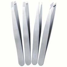 4-Piece Eyebrow Tweezers Set, Stainless Steel, Professional Beauty Tool Set For Fine Hair Removal And Facial Hair Trimming - View 9