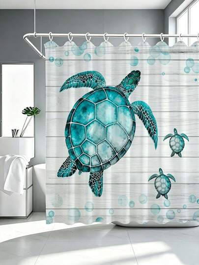 1 buah Tirai Mandi Motif Kura-kura Laut Biru Hijau Vintage dengan Serat Kayu, Tirai Pembatas Kamar Mandi Gaya Pantai Gelembung Laut - Cocok untuk Dekorasi Kamar Mandi, Tirai Kamar Mandi - Mudah Dibersihkan, Dekorasi Rumah yang Indah, Tirai Pembatas Kamar Mandi, Tirai Mandi Dekoratif, Aksesoris Kamar Mandi, Hadiah Dekorasi Rumah - Termasuk 12 Pengait