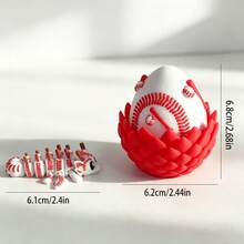 Cute Adorable 3D Printed Baseball Dragon Egg Model Set Plastic Toy Figurine Desktop Decor Sculpture Ornament Holiday Gift - Multicolor - View 4