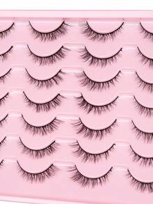 14 Pairs Natural Eye Faux Mink Eyelashes | Soft Band3D Lightweight Short | Create A Natural Soft Fluffy Effect, Suitable For Everyday Commute, Dates, Brunch,Wedding Guests, Travel And Holiday Makeup. False Eyelashes - View 4