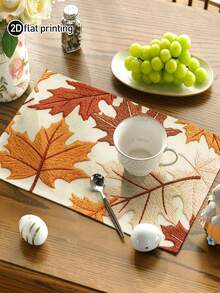 4pcs,6pcs,Autumn Harvest Pumpkin Thanksgiving Table Placemats,Rectangular Tablecloth,Washable,Suitable For Family Dinner,Coffee Table,Durable Kitchen And Dining Room Decor,Table Decoration Party And Scene Decoration,Home Decor - Multicolor - View 10