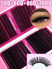 640/1280 Clusters DIY Eyelash Extension Kit, Classic DD Curl, 50D+60D+80D+100D Dense False Eyelashes, Soft & Curly, Exquisite Craftsmanship, Lightweight & Comfortable, Reusable, Easy To Apply, - D - View 3
