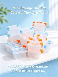 Colorful Buckle Mini Storage Bins, Stackable Clear Plastic Tiny Box, Portable Small Container For Jewelry Beads, Miniature Scene Decor, Fidget Relax Toy For Desk Decoration - Multicolor - View 1