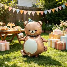 Cute Birthday Bear Aluminum Foil Balloon, Cartoon Design, Birthday Party Inflatable Decoration - Multicolor - View 5