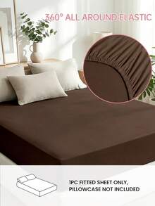 HONEYMOON 1 buah Sprei Fitted Lembut Warna Polos 100% Kain Poliester Ringan Sentuhan Seperti Awan, Penutup Kasur, Cocok Untuk Kasur Tebal 9-12 Inci, Lembut dan Bernapas, Dapat Dicuci dengan Mesin, Tahan Penyusutan, Tidak Luntur, Penggunaan Sepanjang Musim, Tersedia Berbagai Ukuran Cocok Untuk Rumah dan Asrama, Perlengkapan Asrama untuk Kembali ke Sekolah, Cokelat - Coklat - View 2