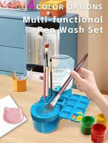 Paint Brush Rinser, Multifunctional Paint Brush Cleaner Art Supplies With Washing Bucket,Painting Water Dispenser Water Cycle Rinser For Acrylic And Water-Based Paint Cleaning Tools - Regular Model - View 2