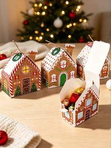 24PCS Christmas Gingerbread House Paper Gift Boxes, 24 Days Countdown Gift Boxes Size 10x9.5x5.5cm, With Jute Rope And Tags, Christmas House Shape, For Holiday Party Candy Cookie Snack Packaging - View 6