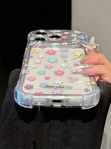 Floral Daisy Elements Reinforced Corners Transparent Anti-Fall Phone Case, Minimalist Spring Style Soft Case, Compatible With 15/15 Pro/15 Plus/15 Pro Max/16/16 Pro/16 Pro Max/17/17 Pro/17 Pro Max, Anniversary Gift, Gift For Her - Multicolor - View 5