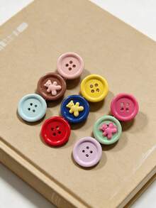 1pc Dopamine Colorful Button Hair Clip Women Bear Alligator Hair Clip New Side Bangs Hair Clip Versatile Hair Accessory - Multicolor - View 9