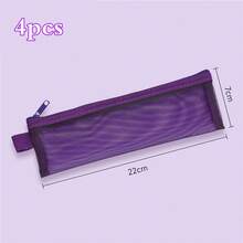 10pcs (Random Color) Semi-Transparent Mesh Zipper Pencil Case, Thickened Wear-Resistant Multi-Layer Mesh Stationery Bag, Simple Storage Bag, Stationery Bag, Back To School Season - A - View 13