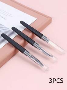 3/1pc Makeup Brush Set, Eyelash Brush/Lip Brush/Eyebrow Brush, With Transparent Dust Cover, Portable Design For Combing Eyelashes And Eyebrows, Spiral Eyelash Curler, Lipstick Lip Brush, Suitable For Home Or Travel Use, Essential Makeup Accessory - Multicolor - View 8