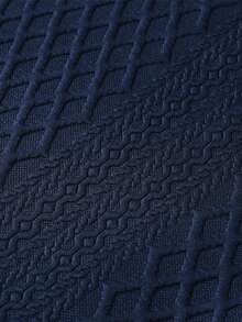 Men's Autumn/Winter Double Zipper Diamond Quilted Textured Fabric Casual Jacket - Navy Blue - View 7