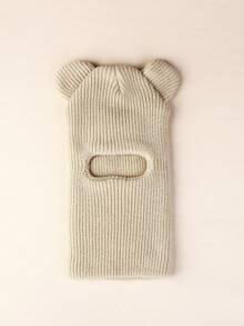 1PC Unisex Kids Toddler Bear Ear Cartoon Warm Knitted Beanie Hat With Neck Warmer - Bear - View 3