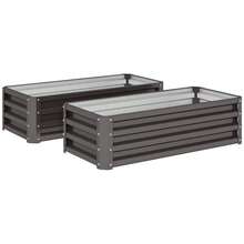 Hochbeet Metall 2er-Set, Offener , Für Garten Balkon, 110x50x30cm, Dunkelgrau - 1 - View 1
