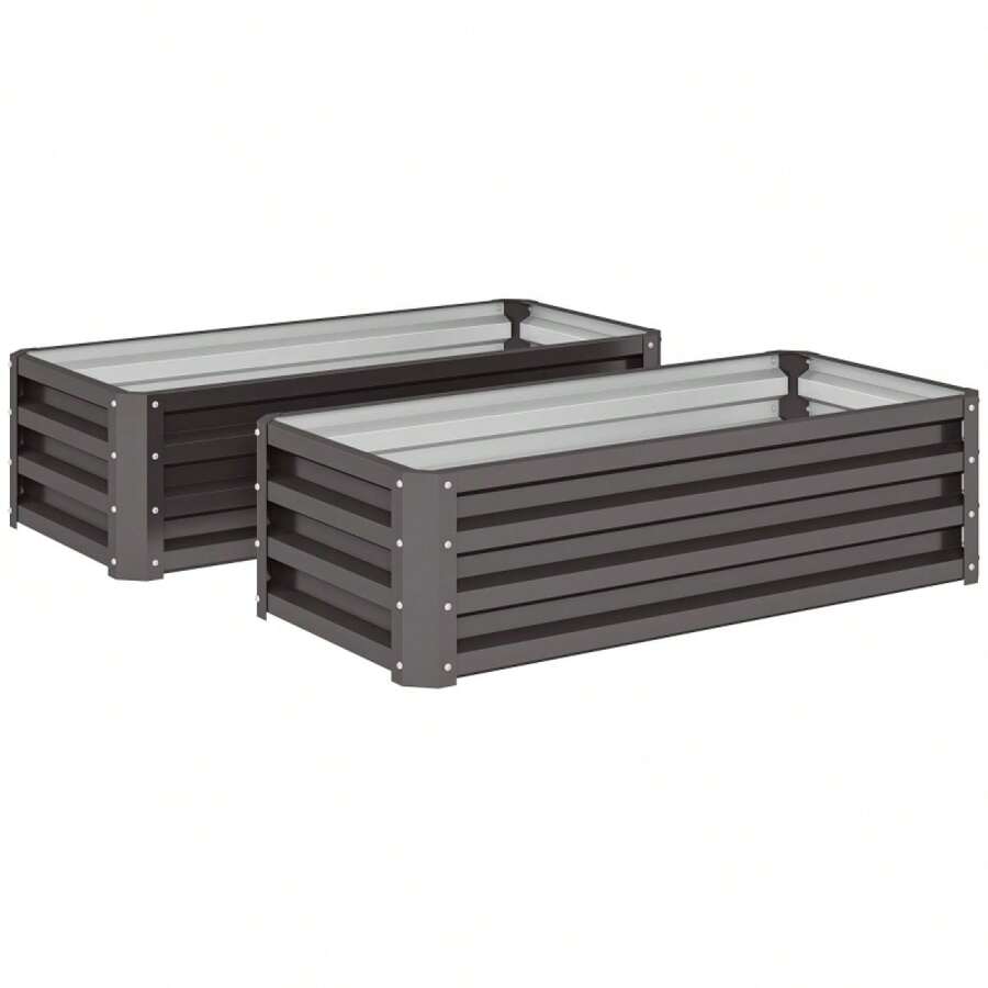 Hochbeet Metall 2er-Set, Offener , Für Garten Balkon, 110x50x30cm, Dunkelgrau - 1 - View 1