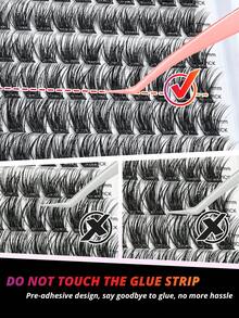 RITALASH 156 Pcs Self Adhesive Eyelash Clusters, No Glue Needed, Invisible 2-Strip Tape - Longer Lasting, No Sticky Residue Pre Glued Eyelashes With Anti-Stick Tweezers Easy Control For Beginners - D - View 5