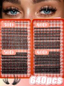 496/544/640/400 قطعة رموش فردية متجمعة، أنماط هجينة 30D-150D. مجموعة رموش DIY كثيفة وناعمة قابلة لإعادة الاستخدام. تخلق مظهرًا طبيعيًا وساحرًا. مثالية للاستخدام المنزلي، سهلة التطبيق للمبتدئين والمحترفين على حد سواء. - D - مشاهدة 5