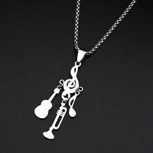 Treble Clef Pendant Necklace For Musicians Music Note Guitar Trumpet Charms Stainless Steel Chain Rock Hiphop Jewelry Gift - Necklace - View 5