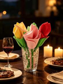 2/4/8pcs Tulip Shaped Napkin Holder, Flower Style Napkin Stand, Creative Tabletop Napkin Decor - View 5
