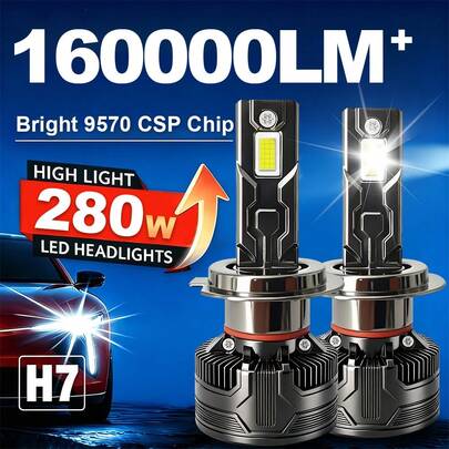 2PCS H4 LED Car Lights, 280W-H11, 160000LM-9005 H7  H11H4 - LED Bulb For Car Lights - Canbus-H11-9570 Csp Chip - High Power - 6500K H1, 9005 Plug-And-Play, 9006 Hb4, 9012, Without Battery