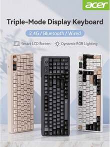 Acer OKW222 Mechanical Feel Keyboard With Display Screen, Gaming Backlit Keyboard For Desktop Computer And Laptop, Universal Office And Business USB Interface, Three-Mode - View 5