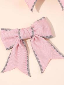 2 Peças Presilhas de Cabelo com Laço Rosa para Meninas, Acessórios de Cabelo de Cor Sólida em Tecido para Meninas, Acessórios de Cabelo da Moda de Outono para Meninas, Presentes para Festa - Rosa chiclete - Visão 4