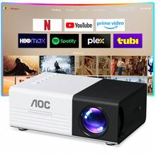 AOC Phone Screen Mirroring Projector | Native 240P & 1080P Decoding | Simple Wired Connection Mini Cinema, Suitable For Smartphone Cartoon And Leisure Movie Watching, No HDMI Cable - Video Projector - View 4