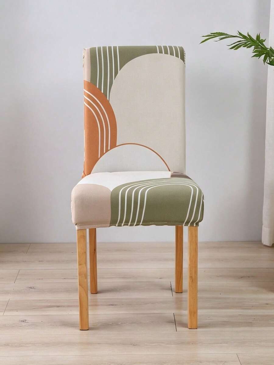 1pc Stretchy Chair Cover, Polyester Chair Slipcover For Home & Hotel Use - Burnt Orange - View 1