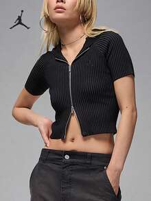 Nike Authentic JORDAN Women's Warm Knit Casual Short Sleeve Jacket HQ9206-010 - HQ9206-010 - View 1