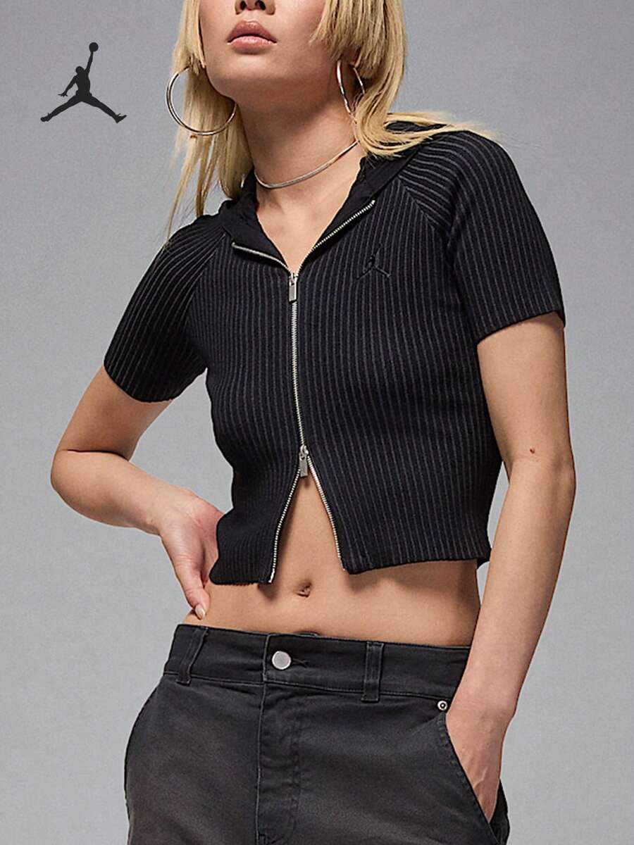 Nike Authentic JORDAN Women's Warm Knit Casual Short Sleeve Jacket HQ9206-010 - HQ9206-010 - View 1