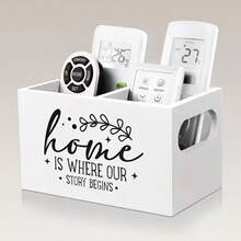 2-Compartment Open Storage Box - White Desktop Organizer, Suitable For Home Office, TV Remote, Office Supplies And Stationery - Wooden And White Drawer-Style Or Desktop Tray Organizer, Space-Saving - Multicolor - View 6