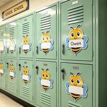 14pcs/Set Back To School Decorations, 12pcs Bee Paper Labels + 2pcs Durable Round Adhesive Stickers, Suitable For Classroom Bulletin Board, Locker, Desk Name Tag Decoration - Multicolor - View 16