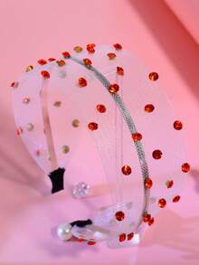 1pc Shiny Rhinestone Mesh Headband, Simple Hollow Wide Band, Holiday Party Casual Daily Women's Hair Accessory - Multicolor - View 10