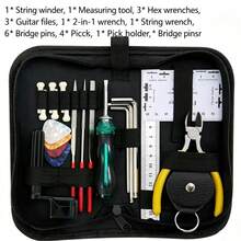 Bộ dụng cụ sửa chữa đàn guitar 30 trong 1, hộp dụng cụ sửa chữa đàn guitar đa chức năng, bộ dụng cụ thay thế phụ kiện đàn guitar, bao gồm miếng gảy, dây đàn, kẹp. - Nhiều màu - Xem 10
