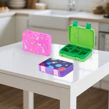 Cartoon Pattern 4-6 Compartment Bento Box, Leak-Proof, Microwave/Dishwasher , Back To School, School Supplies - Multicolor - View 1