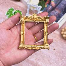 1pc Vintage Baroque Embossed Resin Mini Hollow Picture Frame, 3D Textured European Victorian Small DIY Frame, Suitable For DIY Shadowbox Display Frame, Earring Jewelry Stand, Flat Lay Photography Prop Desktop Decor - Gold 1 Piece - View 5