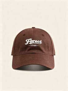 1pc Unisex Curved Brim Baseball Cap, Forest‑1768 Vintage Script Embroidery, American Retro Style, Adjustable, For Hiking, Casual, Street, Travel - Multicolor - View 13