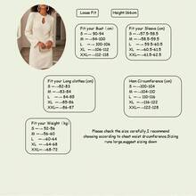 女款優雅舒適純色圓領長袖薄款聚酯纖維春秋洋裝 - 白色 - 查看 5