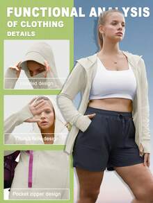 Oversizes Clothing Summer Women Ice Silk Breathable Jacket Outdoor Hooded Thin Fishing Clothing ,Suitable For Outdoor Leisure - Apricot - View 4