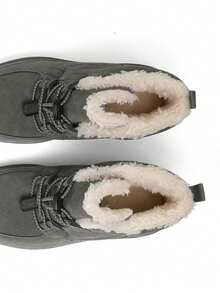 1 Pair Kids Adjustable Button Mid-Top Warm Lining Snow Boots, Suitable For Autumn/Winter Outdoor Wear - Grey - View 5