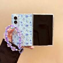 Casing Ponsel Transparan Motif Blueberry Lucu dengan Rantai Manik Berbentuk Bintang, Kompatibel dengan ZFold 8 Wide, Kompatibel dengan iPhone Duo, Casing Ponsel Lipat, Pelindung Anti Jatuh Netral - Clear - View 3