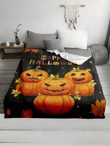 1pc Soft & Comfortable Halloween Flannel Blanket, 2D Printed Blanket For Office Nap, Sofa & Bed Decor, Outdoor Camping Leisure Blanket, Perfect Gift For Family & Friends - Multicolor - View 6