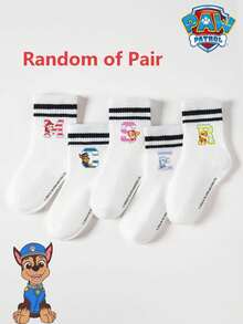 Paw Patrol 1/5/10 أزواج جوارب أطفال باو باترول، تصميم جرو لطيف بخطوط ملونة، جوارب شتوية متوسطة الطول - متعدد الألوان - مشاهدة 14