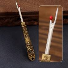 Pembuka Jahitan Ukiran Antik, Gagang Logam dengan Desain Bunga Retro, Mata Pisau Tajam dengan Mudah Membuka Jahitan dan Ujung Benang, dan Pengoperasian yang Nyaman, Cocok untuk Menjahit Tangan, Sulaman Silang, Memotong Pakaian, dan Penggemar Kerajinan Kain DIY. - Berbagai gaya - View 7