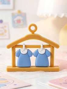 1pc Blue Bear Theme Cake Topper, Rocking Horse Train Blocks Decoration, Baby Birthday Dessert Table Accessory, Baby Shower Decoration - Multicolor - View 19